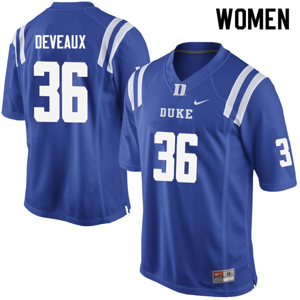 Women #36 Elijah Deveaux Duke Blue Devils College Football Jerseys Sale-Blue